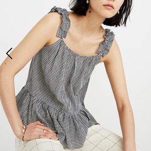 Madewell Ruffle-Strap Cami Top in Gingham